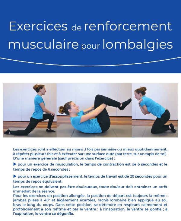 Exercices de renforcement musculaire pour lombalgies 